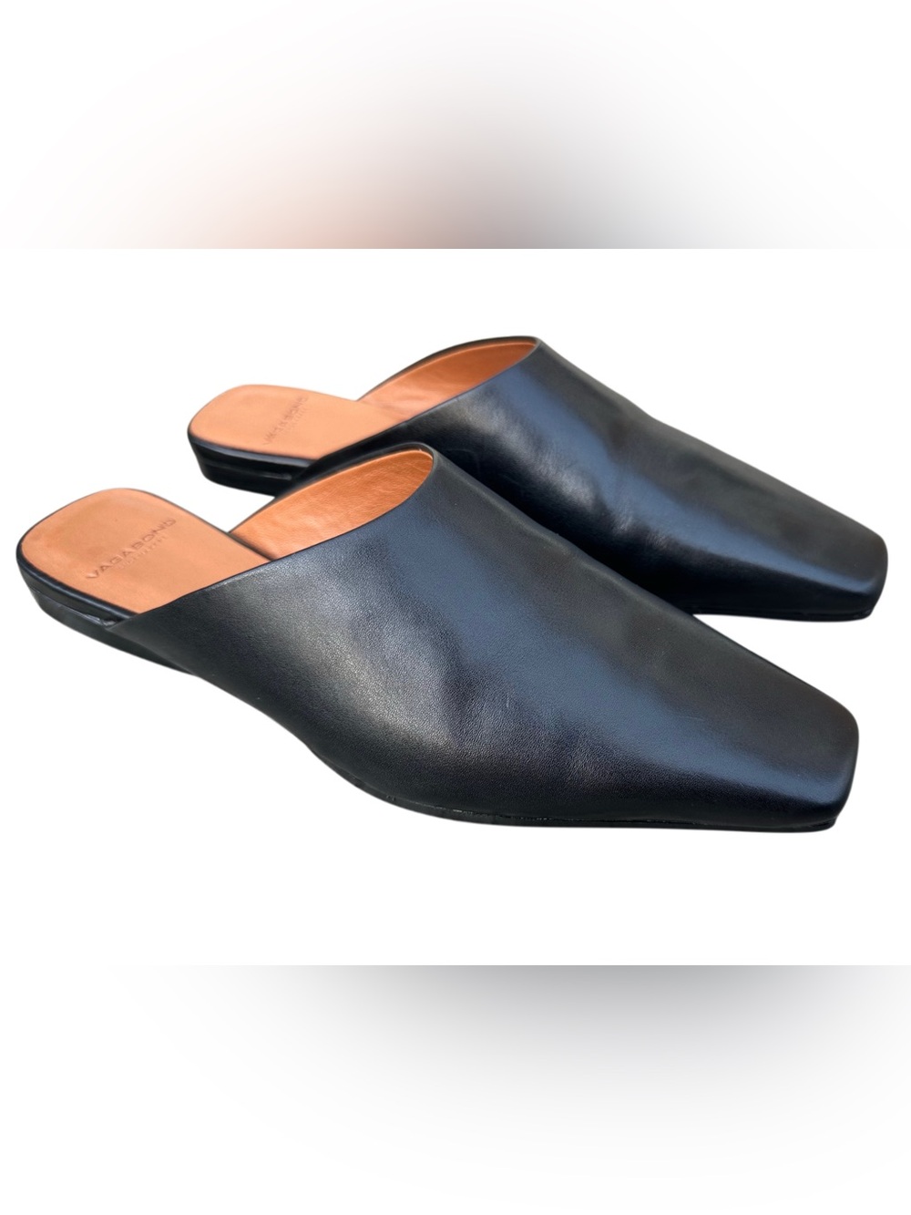 Vagabond Shoemakers Cora Black Leather Square Toe Mule Slides EU 37 US 7